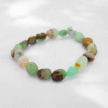 Chrysoprase round bead bracelet, green stone bracelet, 8-19mm