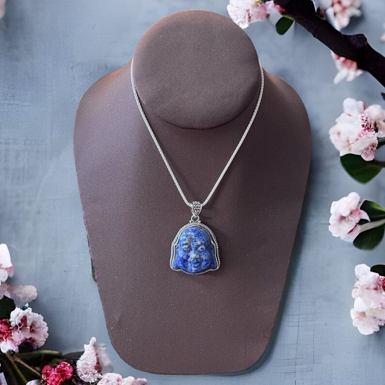 Lapis Lazuli Pencil Buddha Pendant