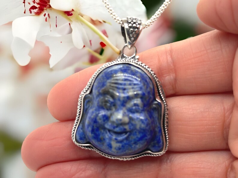 Lapis Lazuli Pencil Buddha Pendant