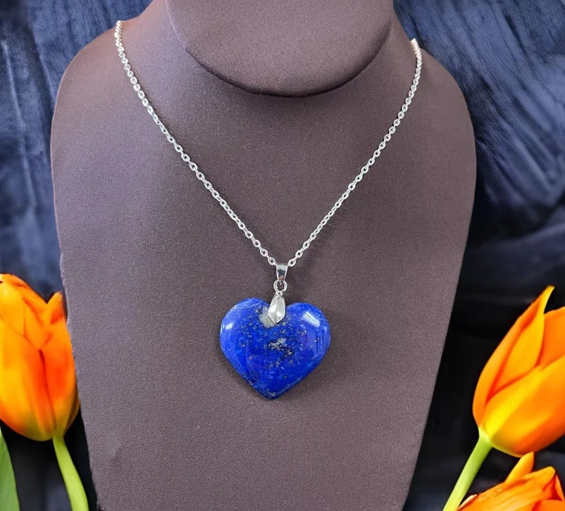 Lapis Lazuli Gemstone Heart Pendant